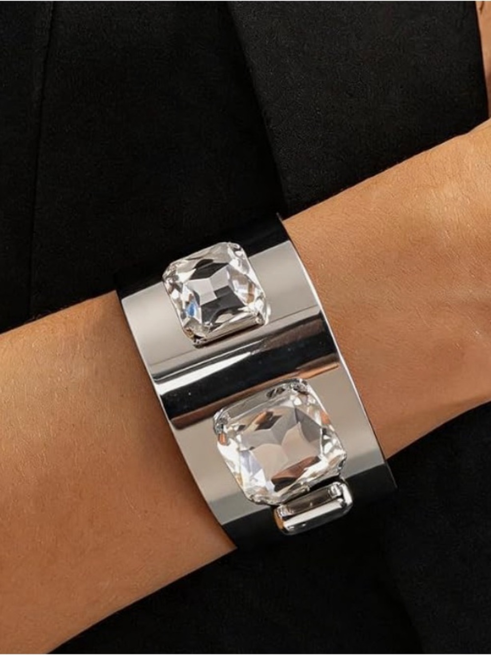 Retro 90s flare Nordstrom huge silver topaz crystal cuff bracelet